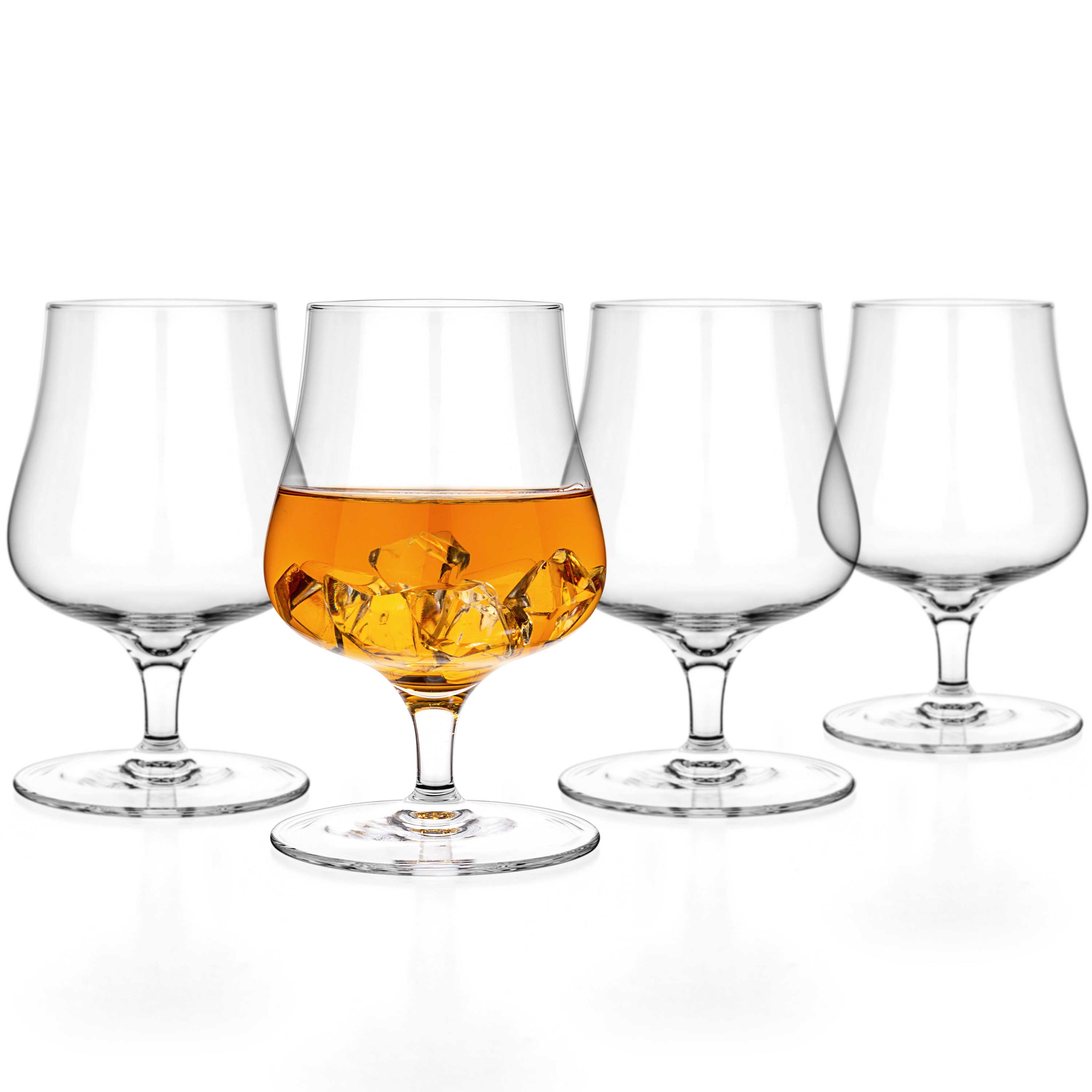 LUXBE - Bourbon Whisky Crystal Glass Snifter, Set of 4 -  Narrow Rim Tasting Glasses - Handcrafted - Good for Cognac Brandy Scotch -  9-ounce/260ml: Snifters