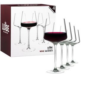LUXU Wine Glasses(32oz) with Long Red Stem & Black Base,Luxury Crystal Red  & White Wine Glasses Set …See more LUXU Wine Glasses(32oz) with Long Red